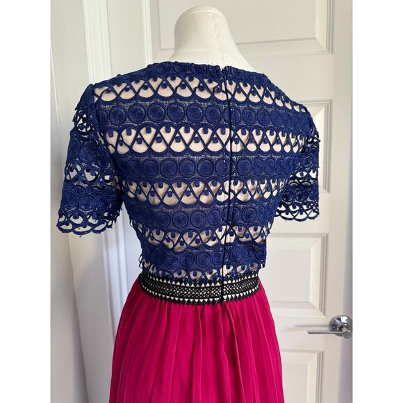 Jax Black Label Women's Blue and Pink Colorblock Lace Dress Size 6-NWOT - Picture 4 of 7
